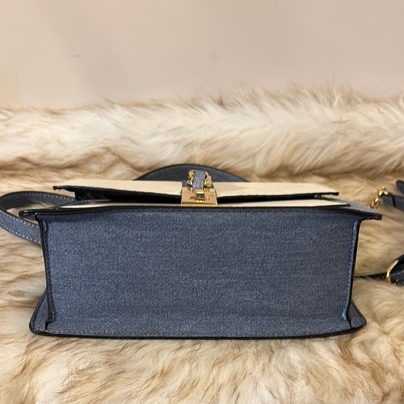 ALDO Blue Denim with White & Gold. Top Handle with Crossbody - Picture 10 of 12